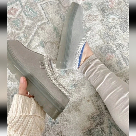 Ugg Womens Gray Tasman Clear Cozy Designer Shearling Slip-Ons Slipper 6 - Picture 2 of 15